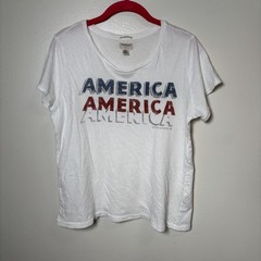 Denim & Supply Ralph Lauren Women Sz M America Graphic T-Shirt White *READ*