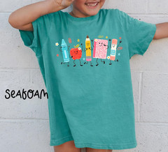 Cute Happy School Supplies Shirt Back To School Teacher Appreciation Graphic Tee