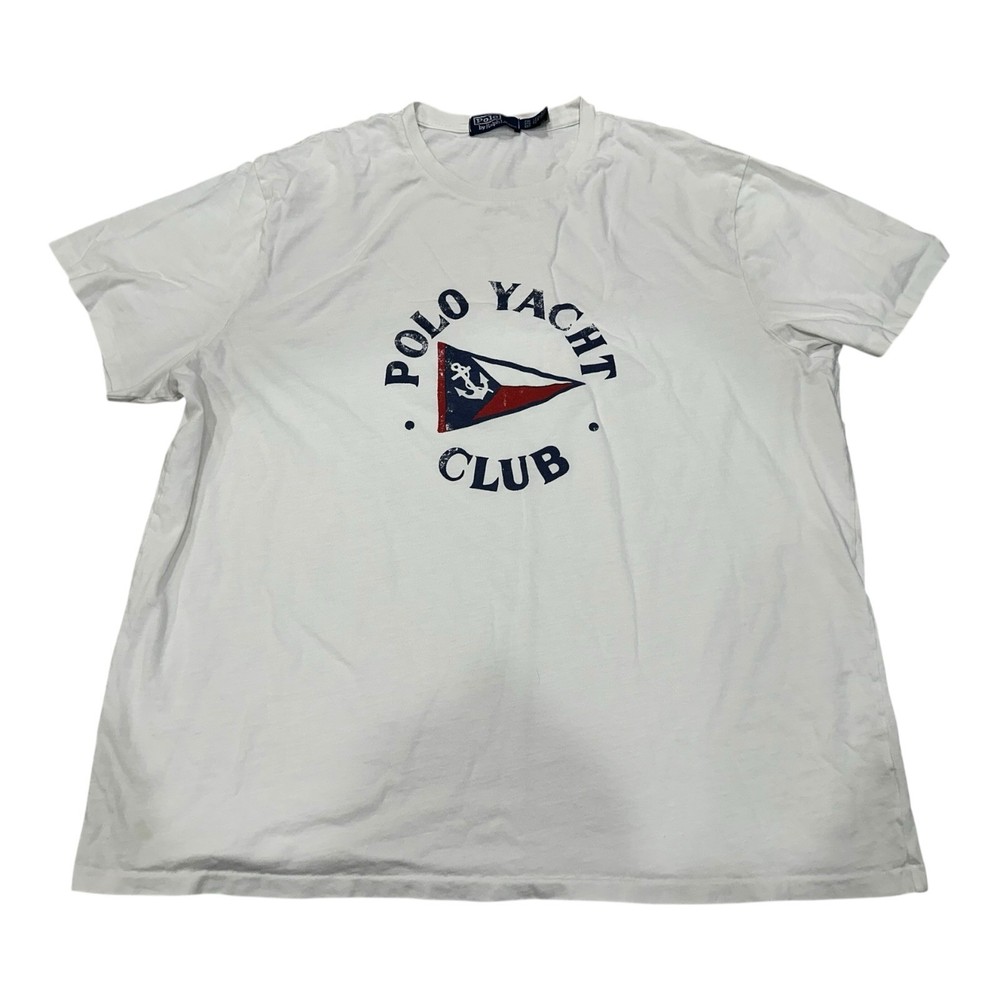Polo Ralph Lauren Men’s Polo Yacht Club T-Shirt White Blue Red Size 2XB Big