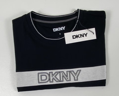 DKNY Sport Black/White Logo Stripe Crew Neck Short Sleeve T-Shirt Size S.
