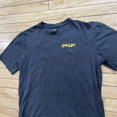 OAKLEY T Shirt Men M Black Orange Yellow Spellout Grunge Custom Sports Tee 38″
