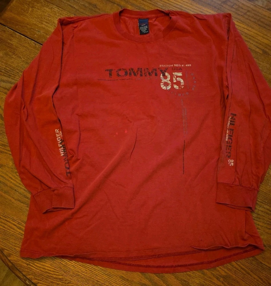 Vintage Tommy Hilfiger Long Sleeve T Shirt Mens XLarge Red Y2K 85 USA Y2k 90’s