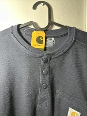 Carhartt Relaxed Fit Heavyweight LS Blue Henley Thermal TK4429-M Mens Sz M