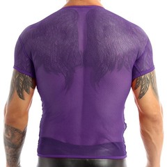 Mens Tops Tank Vest Crop Top Fishnet Holiday Mesh Muscle See Through Shirt