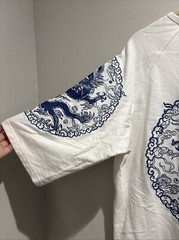 All Over Embroidered Dragon Chinese Short Sleeve Tee Size M Stunning Beautiful