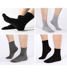 CaiDieNu Mens Toe Socks Cotton Athletic Running Five Finger Crew Socks