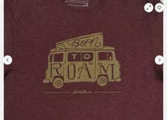 EDDIE BAUER MEN’S BORN TO ROAM GRAPHIC & CREW T-SHIRT (BURGANDY, SMALL)NWOT
