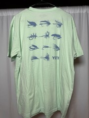YETI Mens Mint Green Graphic T-Shirt XL Fishing Lure Fly Fishing