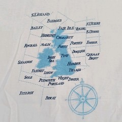 Vintage UK Shipping Forecast Sea Map T-Shirt White Medium Starworld Y2K Compass