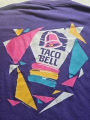 Vintage 90s Taco Bell T Shirt Adult Large Purple Geometric Graphic Retro 22×25
