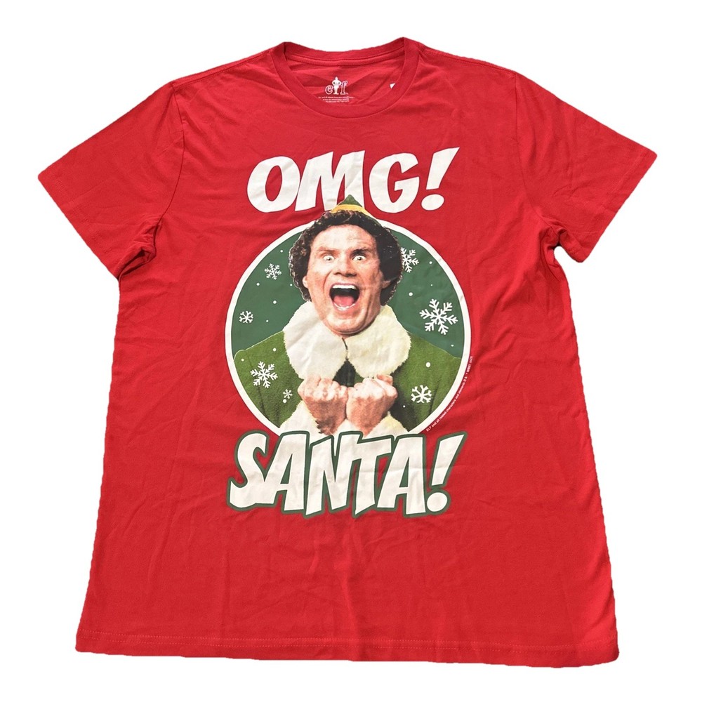 New Elf T Shirt XL Red Jumbo Graphic Christmas Seasonal Holiday Party Dinner