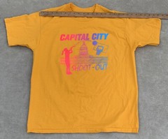 Vintage Capital City Shoot Out T Shirt Basketball Neon Graphics Tee Size XL