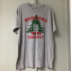 New Holiday Time Mens Large Gray Crew Neck Christmas T Shirt “ Making Bright “