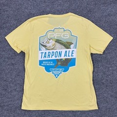 Columbia PFG Tarpon Ale Graphic T-Shirt Mens Size Large Yellow Fishing
