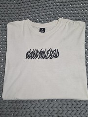 Saint Alfred Tattoo Spell Out Logo Long Sleeve Beige Pullover Shirt SZ XL