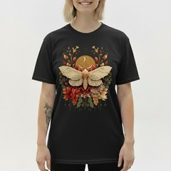 Boho Moth T-Shirt Celestial Moon Phase Insect Nature Botanical Cottagecore