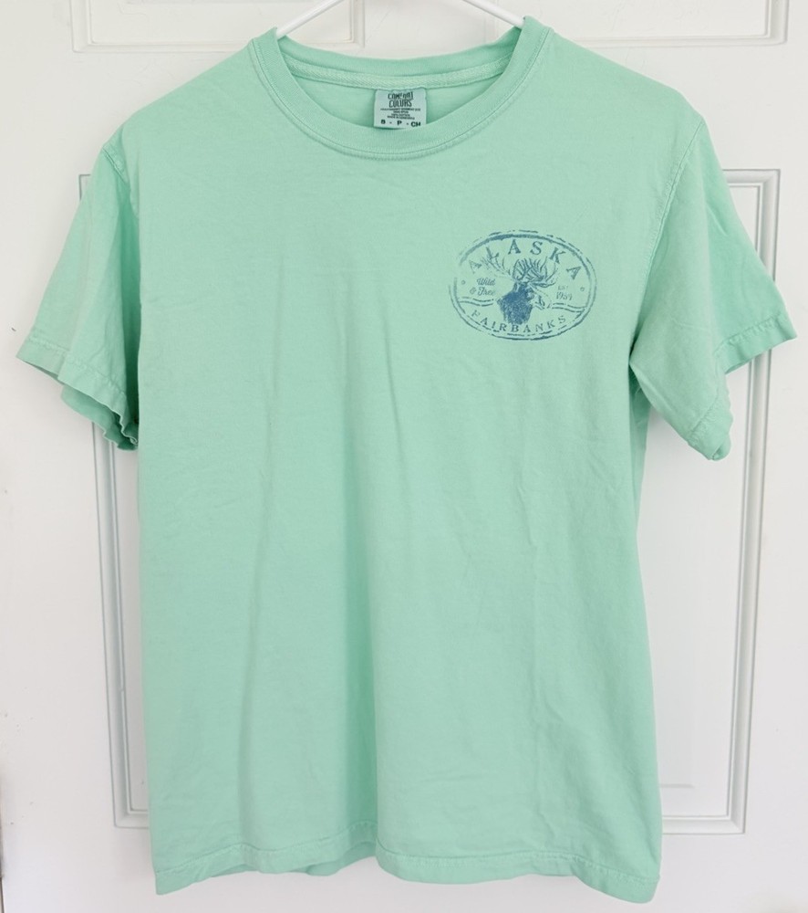 Alaska Fairbanks Moose Comfort Colors Ring Spun T Shirt Men’s size S Unisex