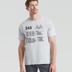 Dad Dungeons Mens T Shirt Dragons Character Sheet Fathers Day Gift DND RPG