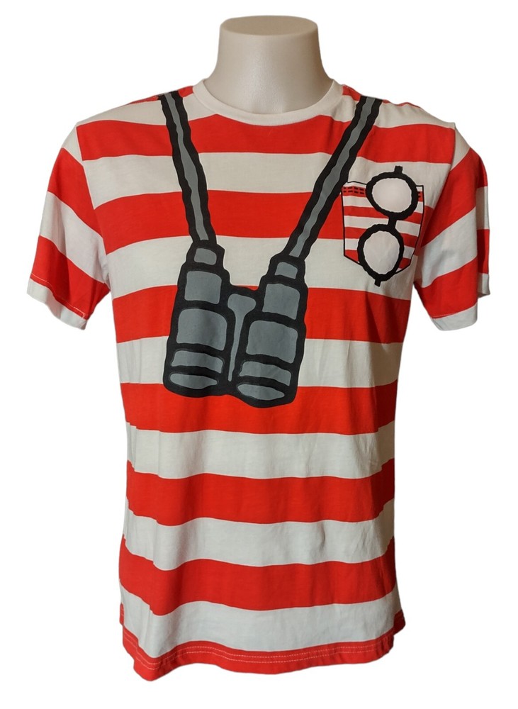 Where’s Waldo Mens Adult Unisex Medium Striped Costume Shirt Cotton/Polyester