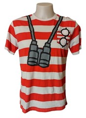 Where’s Waldo Mens Adult Unisex Medium Striped Costume Shirt Cotton/Polyester