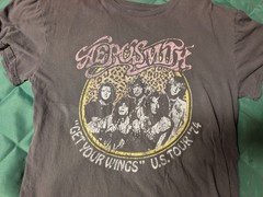 Men’s Aerosmith Get Your Wings Tour 1974 Grey T Shirt Size Xl