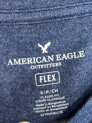 American Eagle Flex V Neck T Shirt Blue Short Sleeve Classic Fit Men’s S
