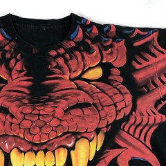 Liquid Blue Double Sided AOP Red Dragon Green XL 1996 Single Stitch Shirt VTG