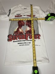 Vtg 80s Boxing Shirt The Super Fight Mens White S Hagler VS Leonard Fits XS 1987
