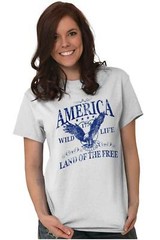 America Wild Life 1776 Land of the Free Adult Short Sleeve Crewneck Tee