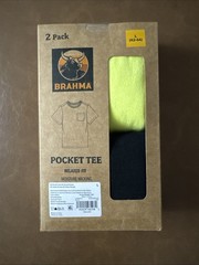 NEW Brahma Mens 2 Pack Moisture Wicking Pocket T-Shirts SZ L 42-44 Yellow/Black