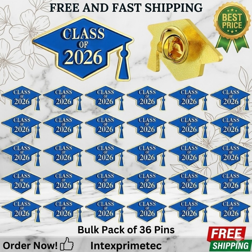 Trnayi 60 Pcs Class of 2026 Graduation Pins Bulk Souvenir Emblem Graduation C…