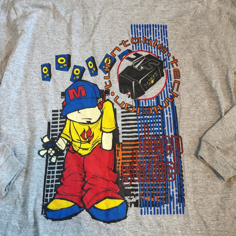 No Boundaries Turntable Technician Graphic Tee Heather Grey Long Sleeve NB41M001