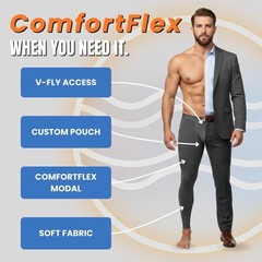 Real Men 28in Modal Leggings V-Fly B Pouch Sm 2pk Blk/Gry Long Johns for Men …