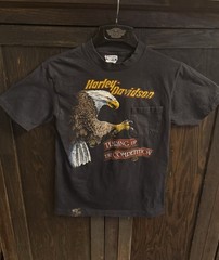 VINTAGE HARLEY DAVIDSON FADED BLACK TEARING UP THE COMPETITION T SHIRT 1980s