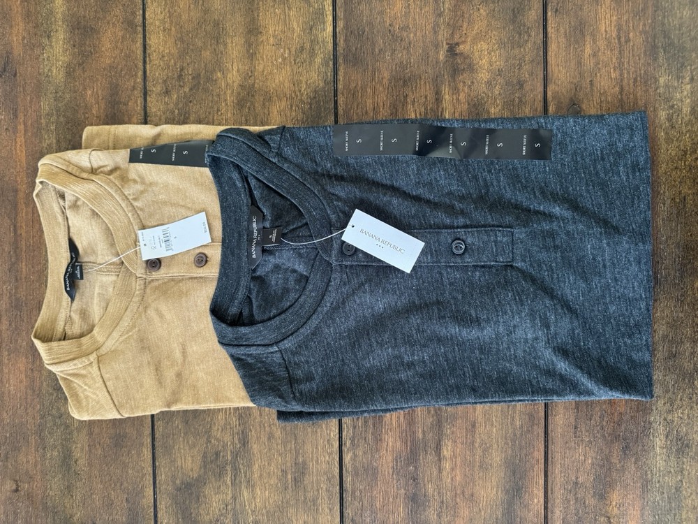2 Banana Republic Mens Short Sleeve Crew Neck Premium Wash T-Shirts/Size Small