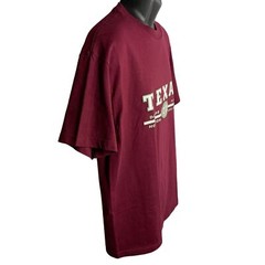 Texas Short Sleeve Crewneck T Shirt L Maroon Red Cotton Pullover Puff Vinyl