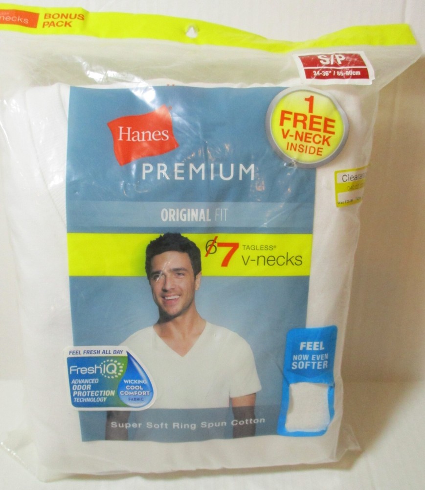 Hanes Premium Original Fit V-Neck T-shirts WHITE SMALL 7ct Fresh IQ LAY FLAT