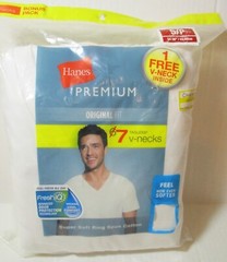 Hanes Premium Original Fit V-Neck T-shirts WHITE SMALL 7ct Fresh IQ LAY FLAT