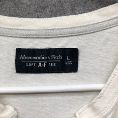 Abercrombie & Fitch Henley Shirt Mens L White Long Sleeve Moose Logo Soft Cotton