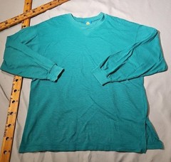 Vintage On Your Mark Shirt Mens XL Blue Teal Striped Preppy Casual Normcore Tee