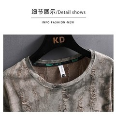 Men Luxury Fashion Trend Distressed Ripped Hole Casual Summer Streetwear T-Shirt