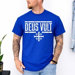 Deus Vult Crusader Knight Medieval History Jerusalem Cross T-Shirt
