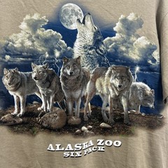 Tan Alaska Zoo Six Pack T-shirt. Size Medium Men’s. Wolf Graphic