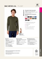 B&C Collection Men’s Long Sleeved T-Shirt TU05T – Crew Neck Plain Cotton Tee