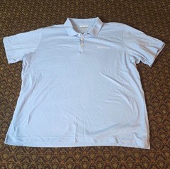Columbia Men’s Size Large Baby Blue Short Sleeve Polo Shirt – White Stitched