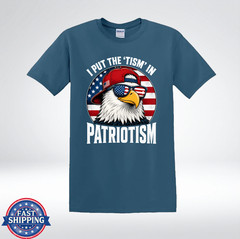 I Put The Tism In Patriotism Funny Eagle USA Flag T-Shirt