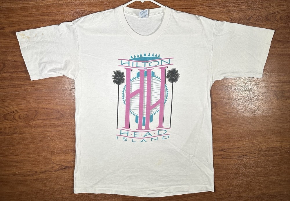 Vintage Hilton Head Island USA Made Cal Cru 90s Souvenir Graphic T Shirt L 11