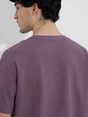 Kung Fu Panda Embroidery Details Oversized T-Shirt Purple – Textured Fabric 2026