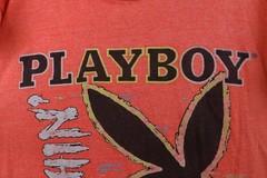 Vintage 80s 90s Playboy Mens Medium Cut Off Beach Volleyball Cropped T-Shirt USA