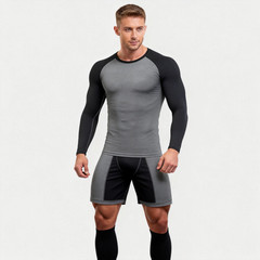 2 Packs Athletic Long Sleeve Compression Shirts Dry Fit Sports Gym Shirt for Men